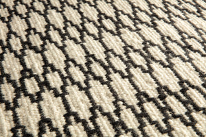 Vloerkleed | Handgeweven durrie wol | 615-001-118 Black & White