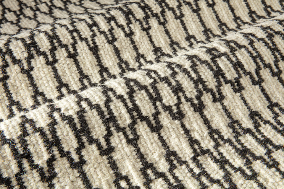 Vloerkleed | Handgeweven durrie wol | 615-001-118 Black & White
